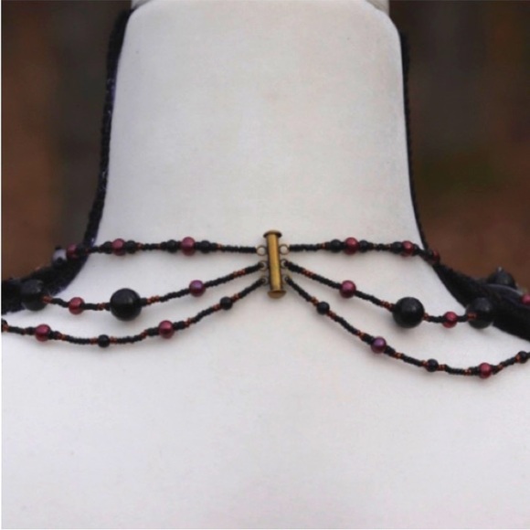 Gothic Animal Skull Statement Artisan Necklace w/ Star Garnet Art Piece - Picture 4 of 4